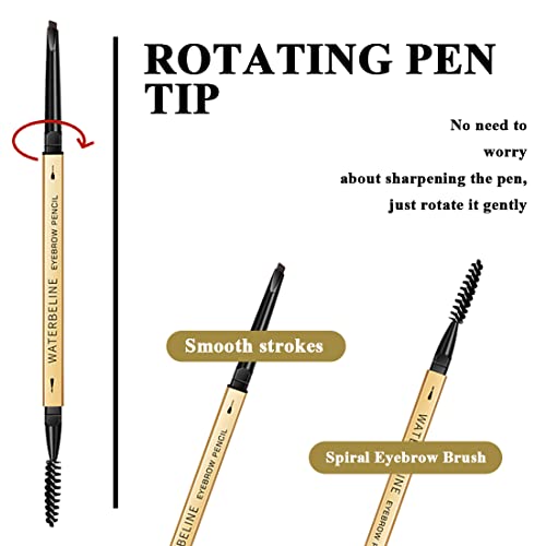 3 različite olovke za obrve, lako stvara obrve prirodnog izgleda, dugotrajne, 4 u 1:olovka za obrve * 3; četkica za obrve *1, Tamno smeđa #-0203003