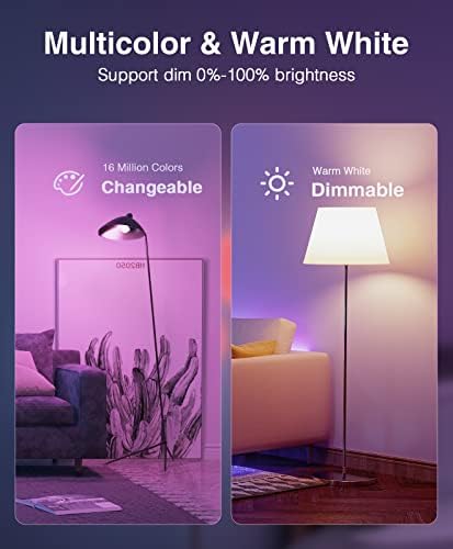 Wb4 pametne sijalice, LED sijalica sa 19 zatamnjivanjem boje koja menja boju radi sa Alexa Echo, 75W ekvivalent,