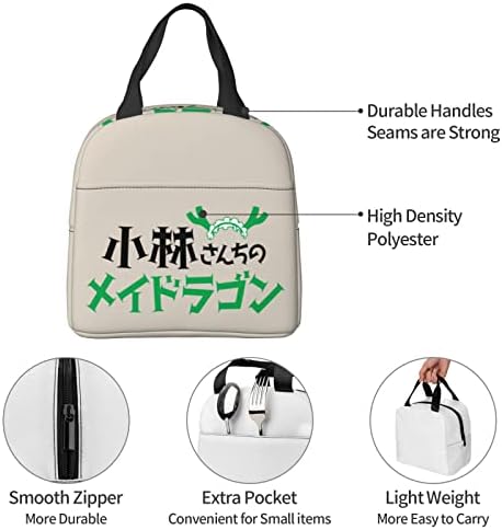Anime Miss Kobayashi's Dragon Maid Logo izolovana torba za ručak za višekratnu upotrebu prenosne torbe za