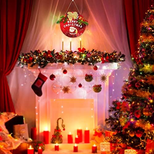 HWTMXK sretan božićni ukrasi, LED božićni viseći znak sa Santa, Božićni viseći znak za unutarnje vanjske