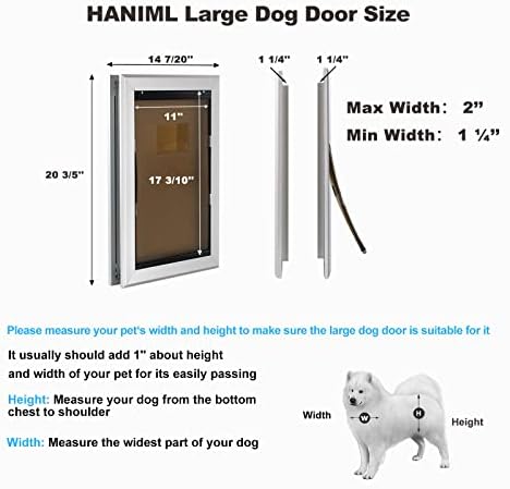 HANIML velika aluminijumska vrata za pse sa magnetima dvostruka Zaklopka vrata za pse za velike pse vrata za kućne ljubimce za vanjska vrata Srednja Vrata za pse ekstremna vremenska Energetski efikasna sa panelom koji se može zaključati