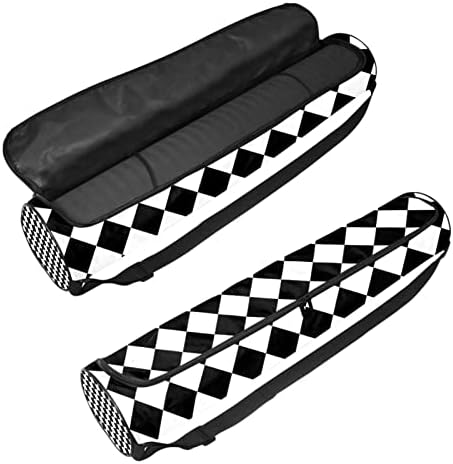 Yoga Mat torba nosač sa podesivim naramenicom, Bijela & amp; Crni romb uzorak, 6.7x33. 9in/17x86 cm Vježba